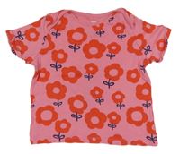 Růžovo-červené kytičkované tričko F&F