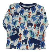 Bílo-modré pyžamové triko s gorilami 