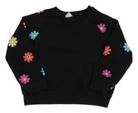 Černá mikina s květy Shein