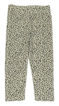 Smetanové sametové kalhoty s puntíky Matalan