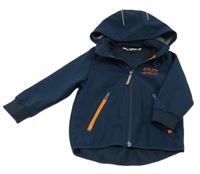 Tmavomodrá softshellová bunda s nápisem a odepínací kapucí H&M