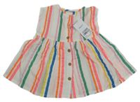 Nové - Bílo-barevná pruhovaná mušelínová halenková tunika Next