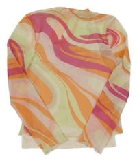 Barevná vzorovaná síťovaná halenka se všitým topem H&M