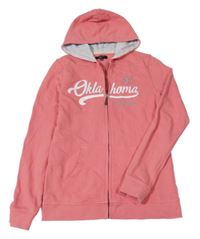 Růžová propínací mikina s nápisem s kapucí Oklahoma