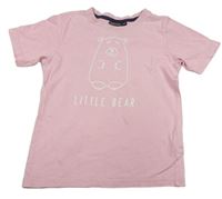 Světlerůžové tričko s medvídkem a nápisem avenue