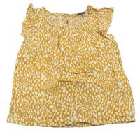 Medovo-bílá vzorovaná halenka s volánky PRIMARK