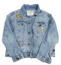 Modrá šisovaná riflová crop bunda s obrázky a číslem- Harry Potter M&S