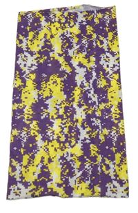 Tmavofialovo-žluto-bílý vzorovaný multifunkční nákrčník