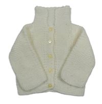 Smetanový pletený propínací svetr s límečkem 