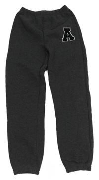 Tmavošedé melírované teplé tepláky s písmenkem 