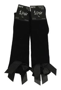 Nové - 2x - Černé podkolenky s mašlí vel. 23-26