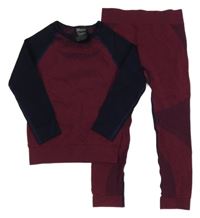 2set - Vínovo-tmavomodré melírované thermo triko se vzorem + kalhoty lupilu