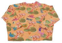 Světleoranžová oversize mikina s kytičkami a zvířátky oilily