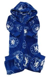 Safírová plyšová fotbalová kombinéza Chelsea a kapucí 