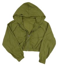 Khaki šusťáková crop bunda s kapucí SHEIN