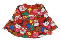 Nové - červené teplákové vánoční šaty s obrázky St. Bernard