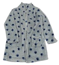 Šedý melírovaný plyšový župan s tlapkami TEX