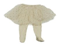 Smetanové žebrované polodupky se vzorovanou tylovou sukní Next