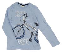 Světlemodré triko s kolem a nápisy Kids