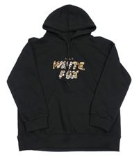 Černá mikina s nápisy a kapsou a kapucí