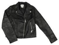 Černý koženkový jarní crop křivák s límečkem PRIMARK