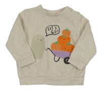 Světlebéžová melírovaná mikina s dýněmi a duchem F&F