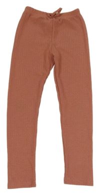 Starorůžové vzorované úpletové kalhoty s mašlí 