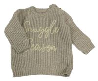 Béžový melírovaný žebrovaný svetr s nápisy George