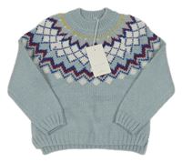 Nové - světlemodrý svetr se vzorem LEIGH TUCKER 