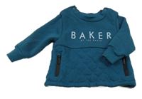 Petrolejová zateplená mikina s logem a prošíváním TED BAKER