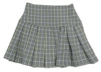 Černo-bílo-zeleno-světlemodrá kostkovaná vzorovaná sukně PRIMARK