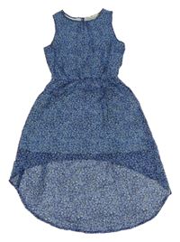 Černo-modré kytičkované šifonové šaty H&M