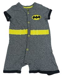 Tmavošedý melírovaný bavlněný kraťasový overal - Batman Primark