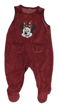 Vínové puntíkaté sametové dupačky s Minnie C&A