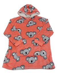 Korálová chlupatá oversize mikina s koalami a kapucí Primark