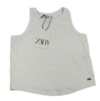 Bílý žebrovaný crop top zn. Zara