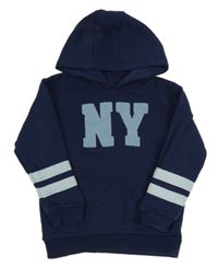 Tmavomodrá mikina s písmeny a kapucí Primark