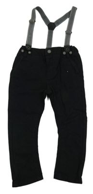 Černé plátěné kalhoty s kšandami Matalan