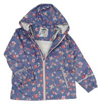 Modrá květovaná nepromokavá bunda s kapucí Lupilu