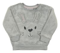 Světlešedá chlupatá mikina s králíkem Ergee