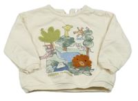 Krémová mikina se zvířaty a stromky Zara