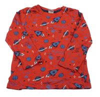 Červené triko s planetami a raketami Kiki&Koko