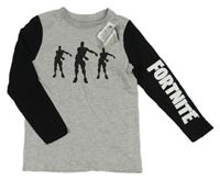 Nové - Šedo-černé triko s potiskem - Fortnite