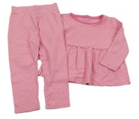 2set - Růžovo-bílé pruhované triko + legíny Matalan