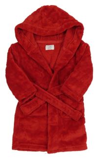 Červený chlupatý župan s kapucí Primark