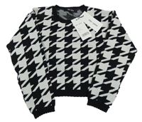 Nové - Černo-bílý vzorovaný crop svetr