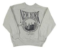 Světlešedá melírovaná mikina s mrakodrapy a nápisem Zara