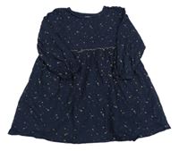 Tmavomodré bavlněné šaty s hvězdami a puntíky Vertbaudet
