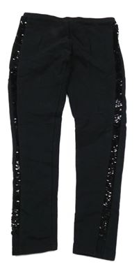 Černé teplé legíny s pruhem z flitrů Page One Young