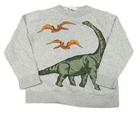 Šedý melírovaný svetr s dinosaury H&M